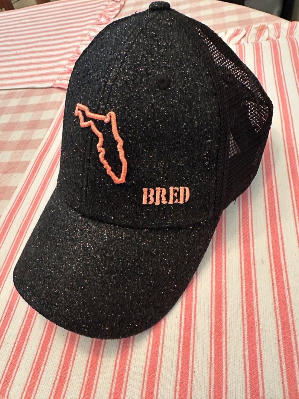 Florida Bred Black  and Pink Glitter Hat